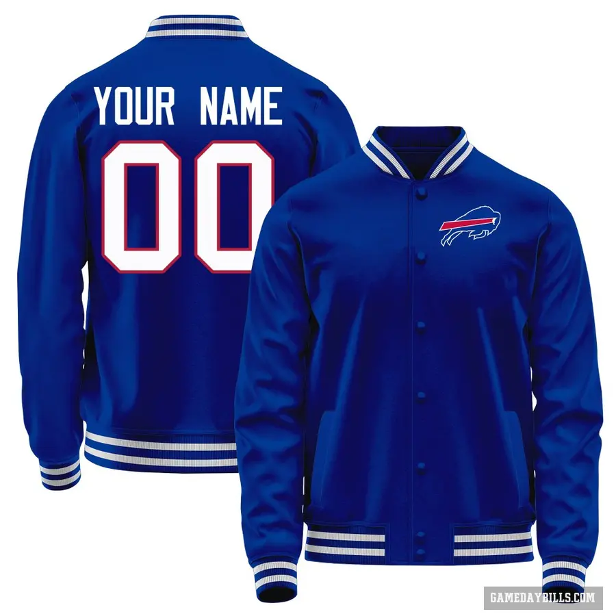 Men's ＃00 Custom Buffalo Bills Blue Full-Snap Name & Number Jacket