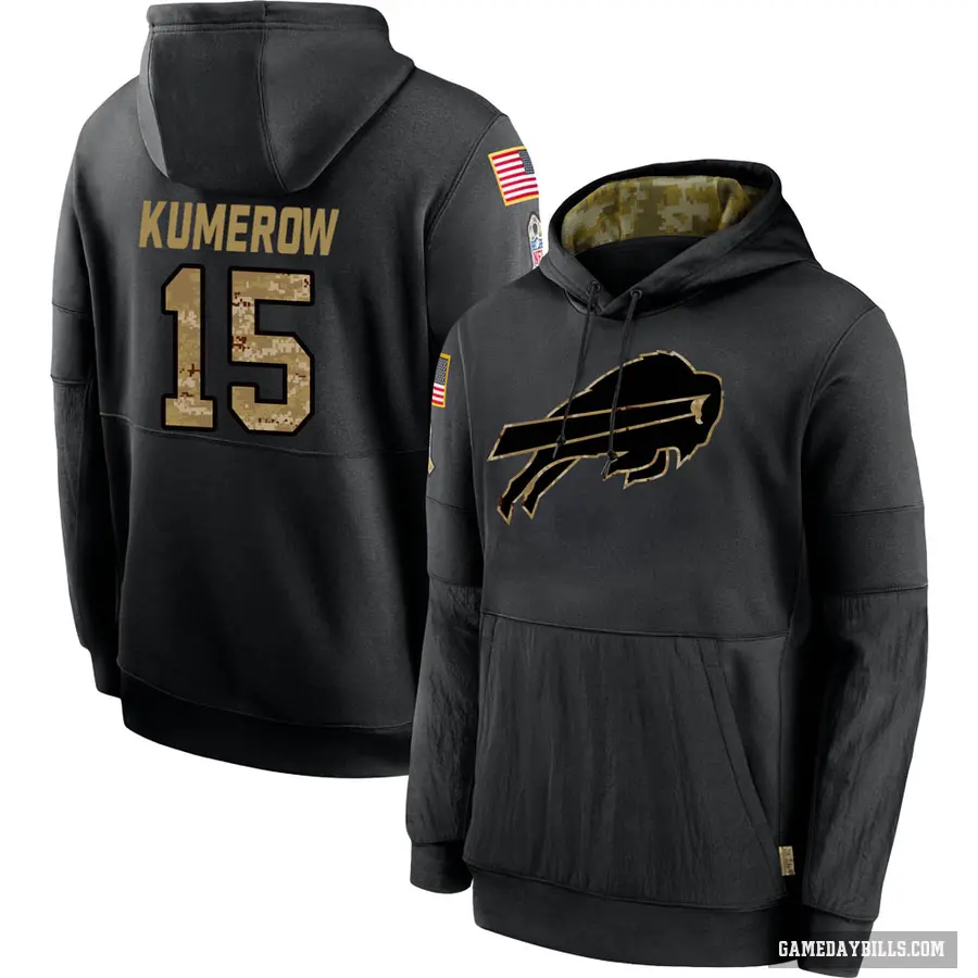 Men's ＃15 Jake Kumerow Buffalo Bills Black 2020 Salute to Service Sideline Performance Pullover Hoodie