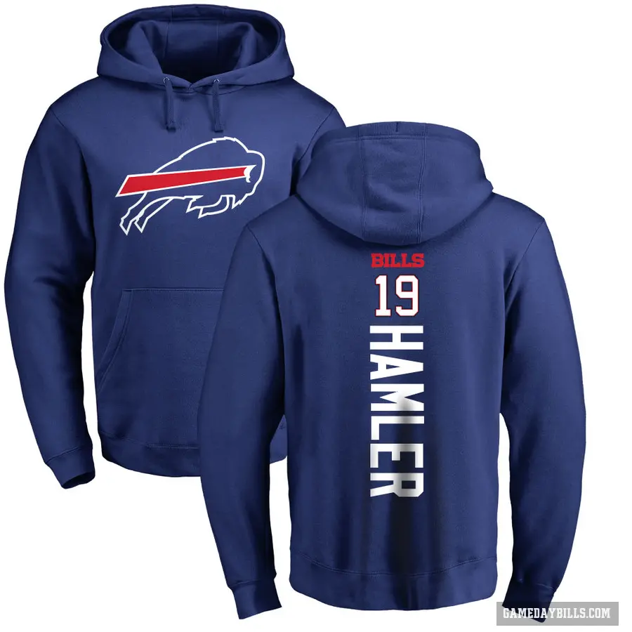 Men's ＃19 KJ Hamler Buffalo Bills Royal Pro Line Backer Pullover Hoodie
