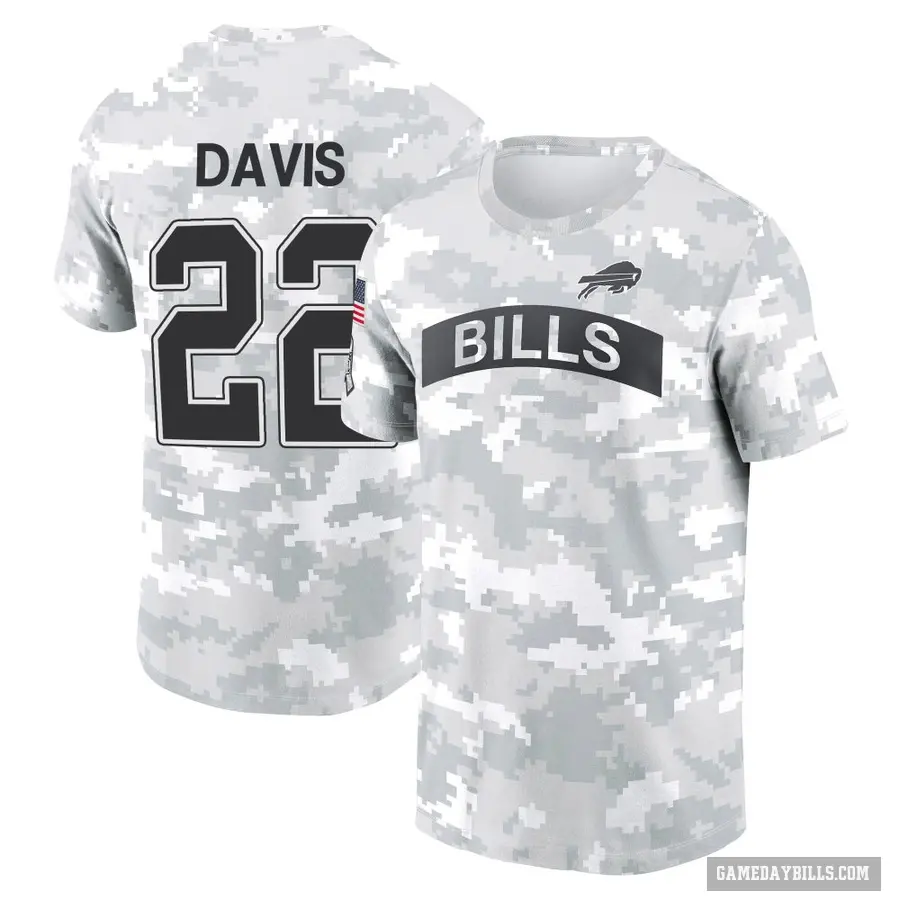 Men's ＃22 Ray Davis Buffalo Bills Camo Arctic 2024 Salute to Service Performance T-Shirt