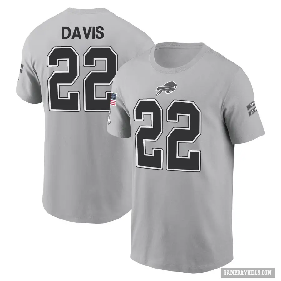 Men's ＃22 Ray Davis Buffalo Bills Gray 2024 Salute to Service T-Shirt