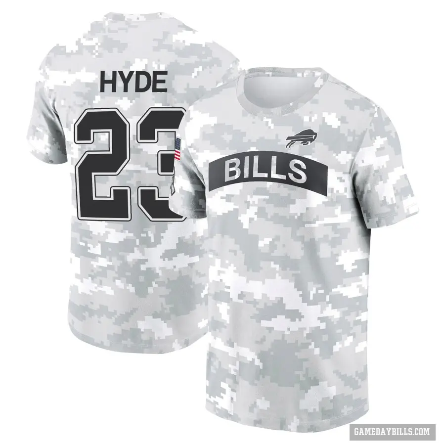 Men's ＃23 Micah Hyde Buffalo Bills Camo Arctic 2024 Salute to Service Performance T-Shirt