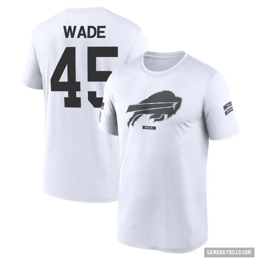 Men's ＃45 Christian Wade Buffalo Bills White 2024 Salute to Service Performance T-Shirt
