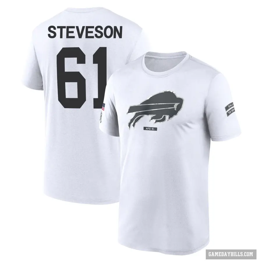 Men's ＃61 Gable Steveson Buffalo Bills White 2024 Salute to Service Performance T-Shirt