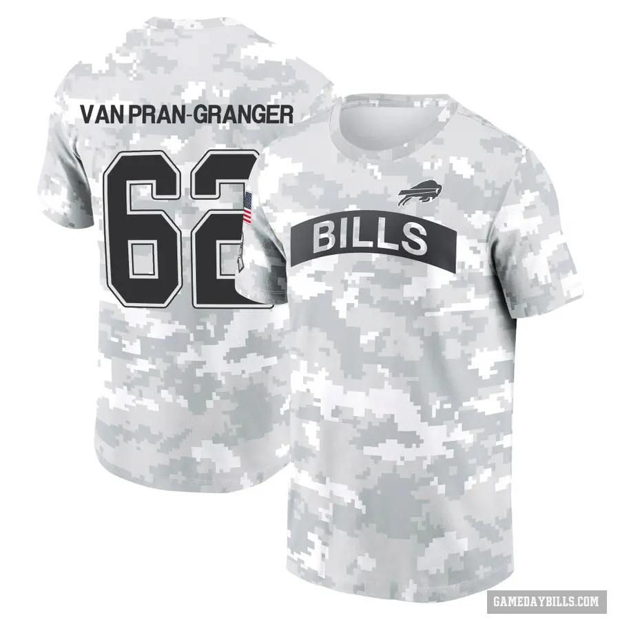 Men's ＃62 Sedrick Van Pran-Granger Buffalo Bills Camo Arctic 2024 Salute to Service Performance T-Shirt