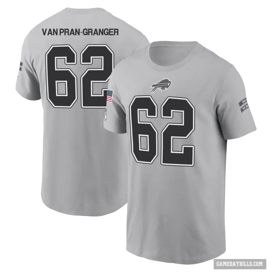 Men's ＃62 Sedrick Van Pran-Granger Buffalo Bills Gray 2024 Salute to Service T-Shirt