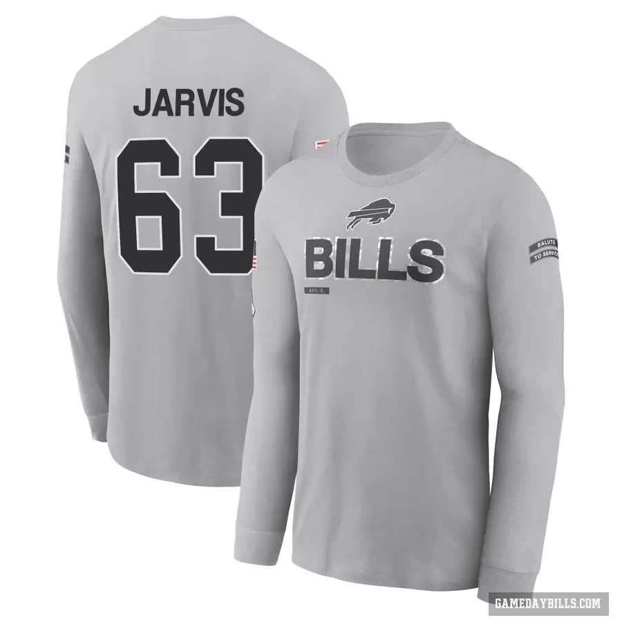 Men's ＃63 Kevin Jarvis Buffalo Bills Gray 2024 Salute to Service Long Sleeve T-Shirt