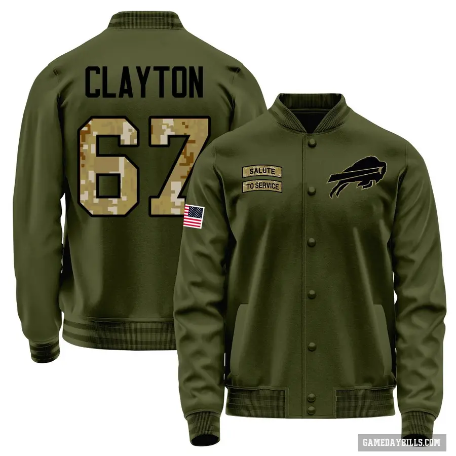 Men's ＃67 Travis Clayton Buffalo Bills Olive Salute to Service Sideline Performance Jacket