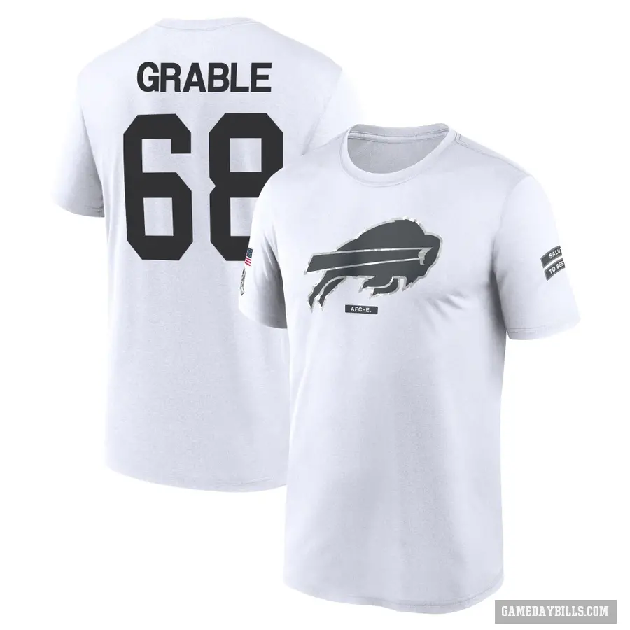 Men's ＃68 Tylan Grable Buffalo Bills White 2024 Salute to Service Performance T-Shirt