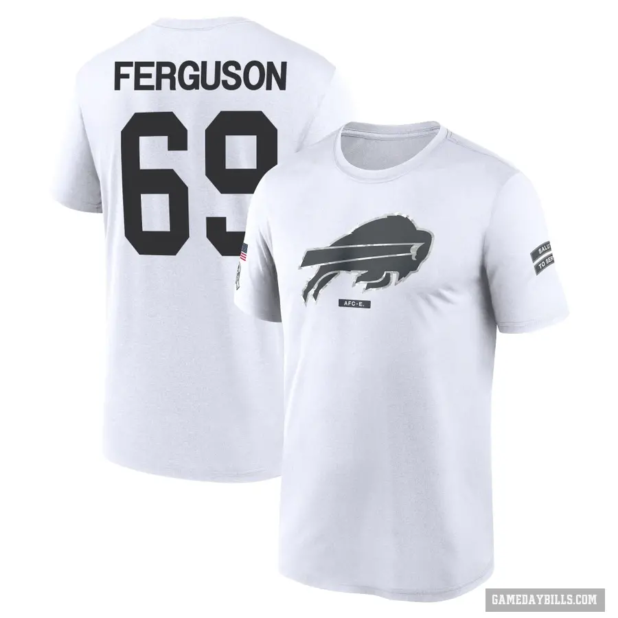 Men's ＃69 Reid Ferguson Buffalo Bills White 2024 Salute to Service Performance T-Shirt