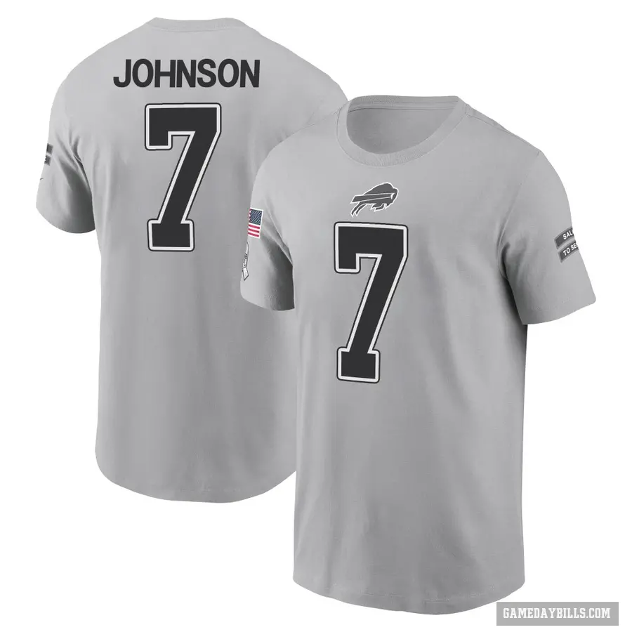 Men's ＃7 Taron Johnson Buffalo Bills Gray 2024 Salute to Service T-Shirt