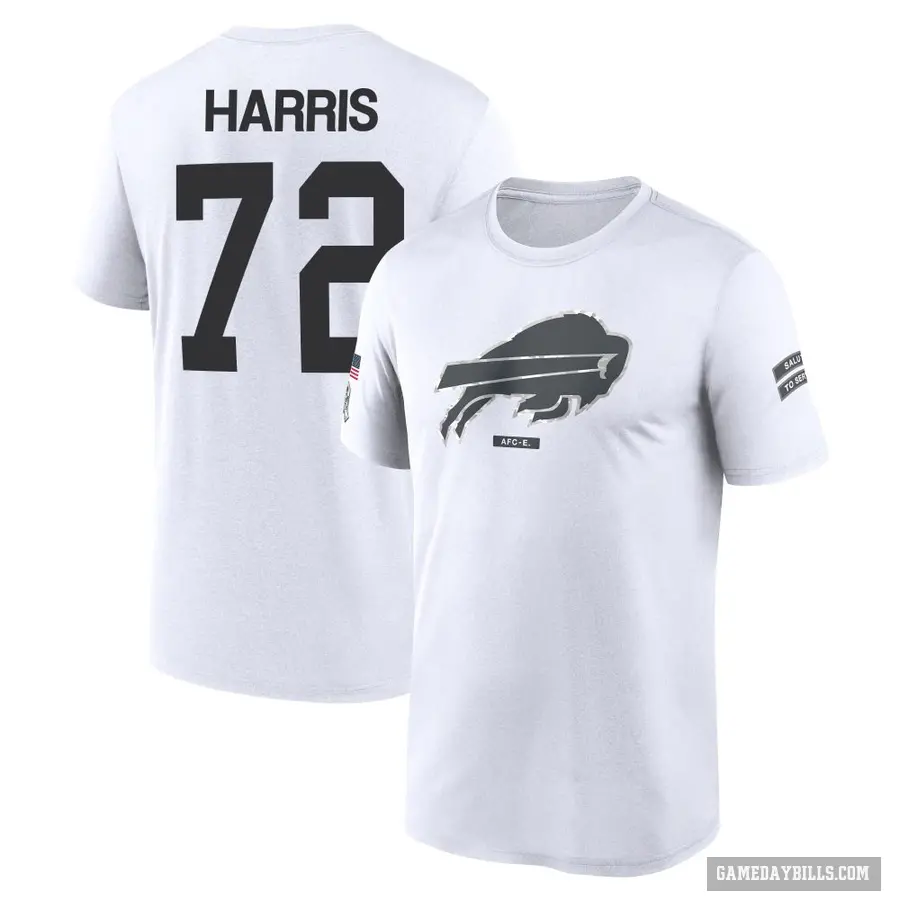 Men's ＃72 Marcus Harris Buffalo Bills White 2024 Salute to Service Performance T-Shirt