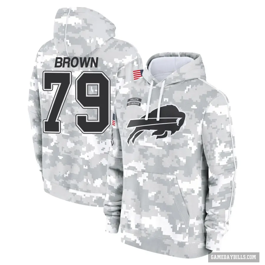Men's ＃79 Spencer Brown Buffalo Bills Arctic Camo 2024 Salute to Service Club Fleece Pullover Hoodie