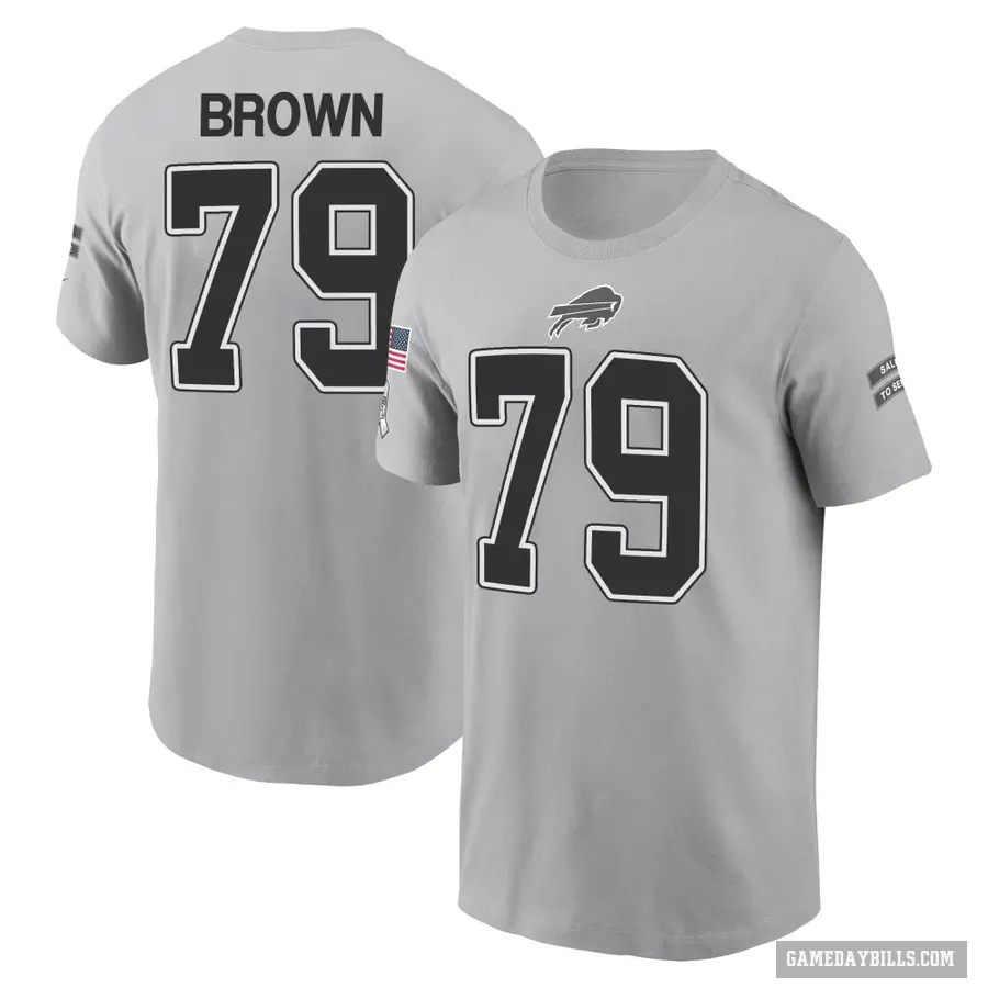 Men's ＃79 Spencer Brown Buffalo Bills Brown Gray 2024 Salute to Service T-Shirt