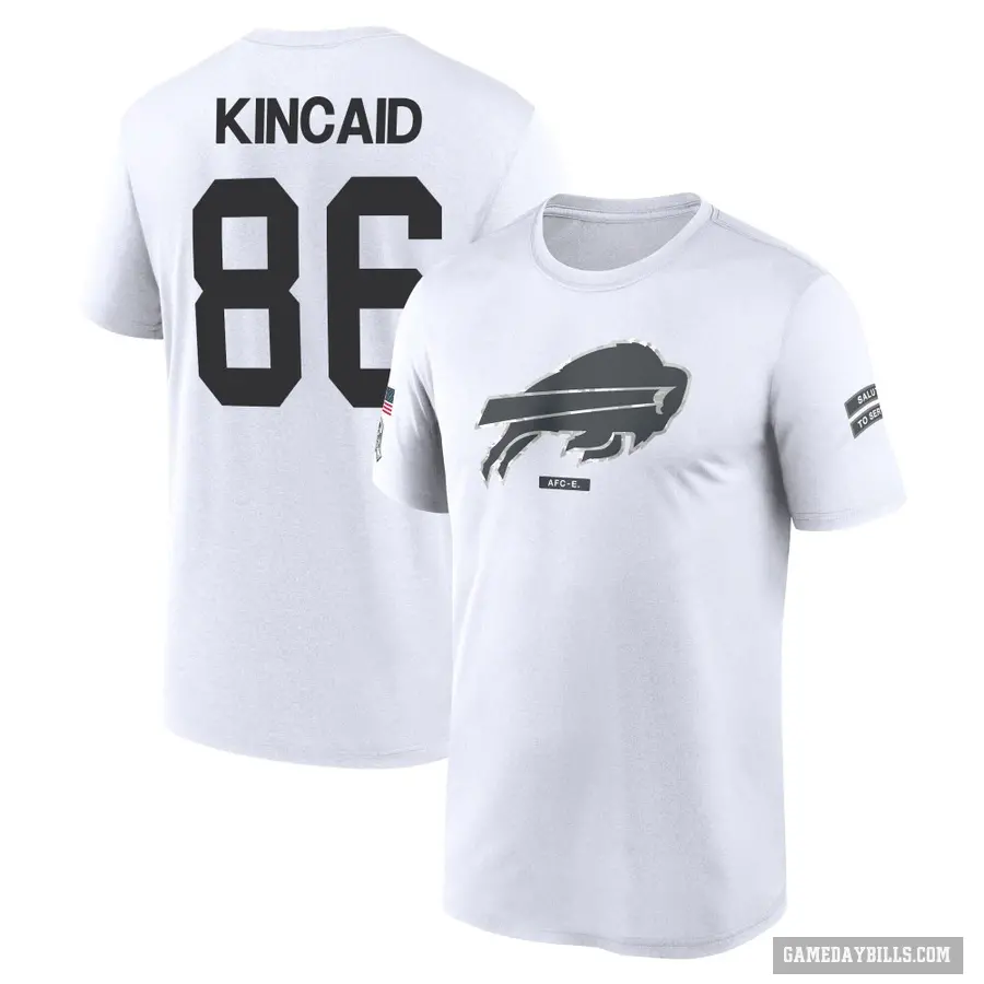 Men's ＃86 Dalton Kincaid Buffalo Bills White 2024 Salute to Service Performance T-Shirt