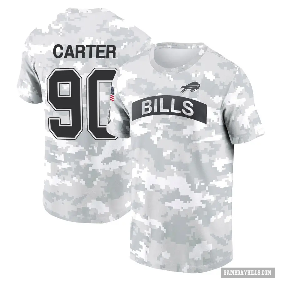 Men's ＃90 DeWayne Carter Buffalo Bills Camo Arctic 2024 Salute to Service Performance T-Shirt