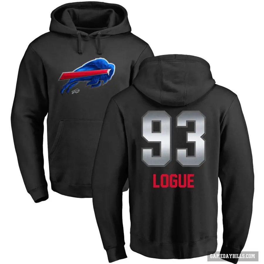 Men's ＃93 Zion Logue Buffalo Bills Black Midnight Mascot Pullover Hoodie
