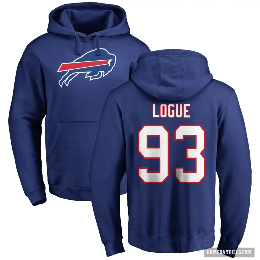 Men's ＃93 Zion Logue Buffalo Bills Royal Pro Line Logo Pullover Hoodie