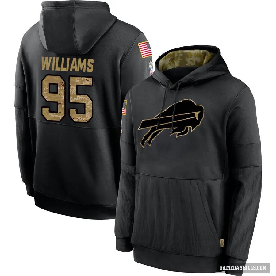 Men's ＃95 Kyle Williams Buffalo Bills Black 2020 Salute to Service Sideline Performance Pullover Hoodie