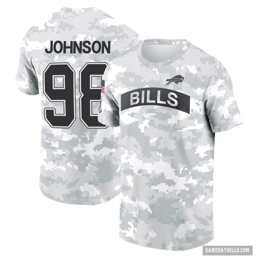 Men's ＃98 Austin Johnson Buffalo Bills Camo Arctic 2024 Salute to Service Performance T-Shirt