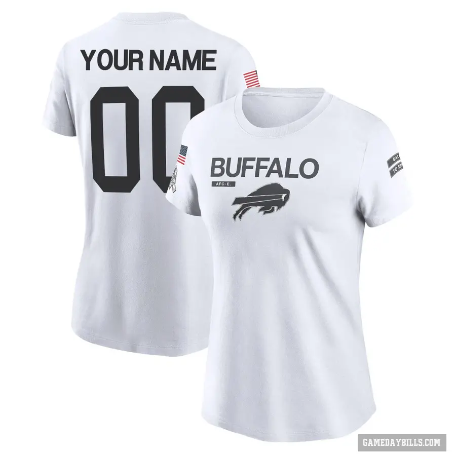 Women's ＃00 Custom Buffalo Bills White 2024 Salute to Service Performance T-Shirt
