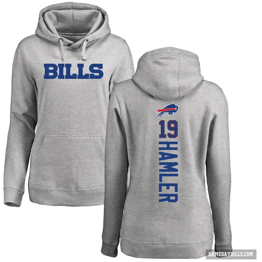 Women's ＃19 KJ Hamler Buffalo Bills Pro Line Ash Backer Pullover Hoodie
