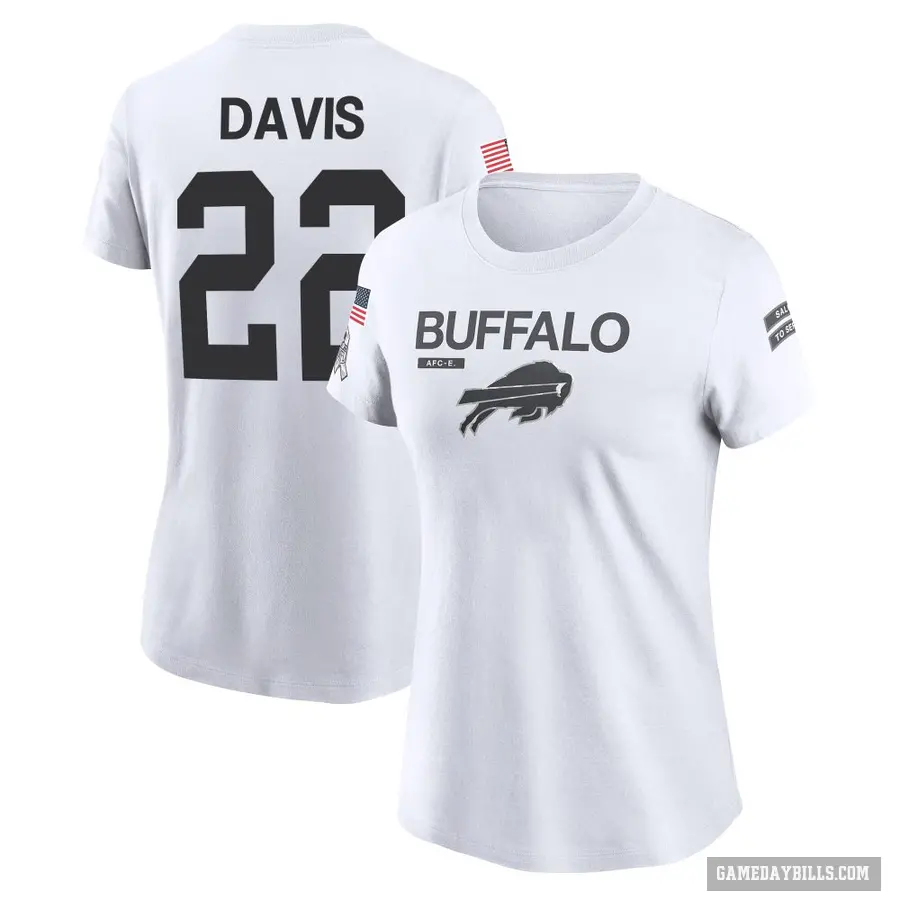 Women's ＃22 Ray Davis Buffalo Bills White 2024 Salute to Service Performance T-Shirt