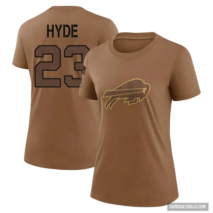 Women's ＃23 Micah Hyde Buffalo Bills Brown 2023 Salute To Service Performance T-Shirt