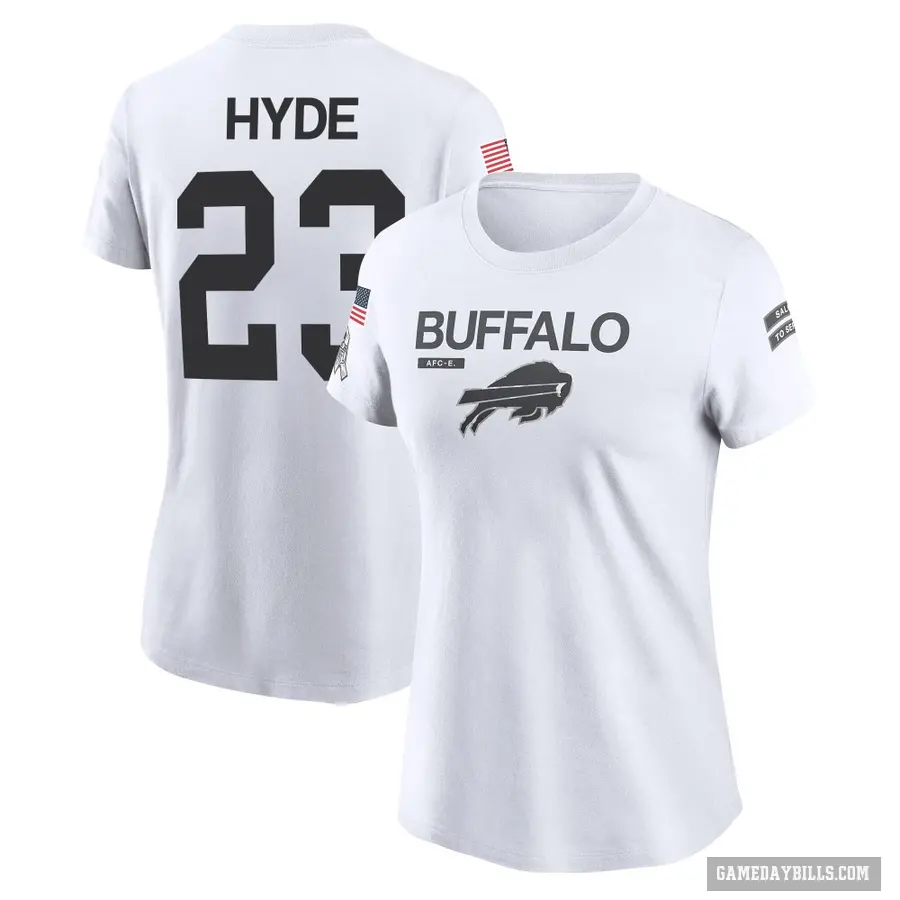 Women's ＃23 Micah Hyde Buffalo Bills White 2024 Salute to Service Performance T-Shirt