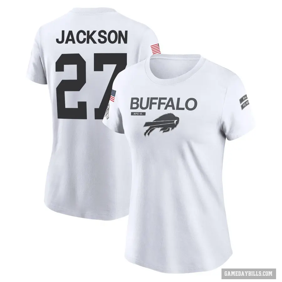 Women's ＃27 Kareem Jackson Buffalo Bills White 2024 Salute to Service Performance T-Shirt