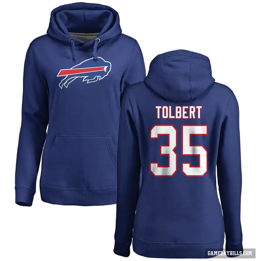 Women's ＃35 Mike Tolbert Buffalo Bills Royal Pro Line by Branded Name & Number Pullover Hoodie
