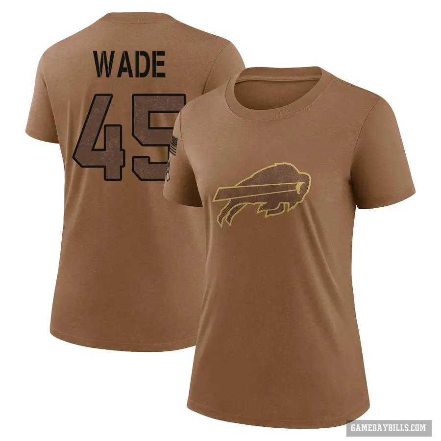 Women's ＃45 Christian Wade Buffalo Bills Brown 2023 Salute To Service Performance T-Shirt