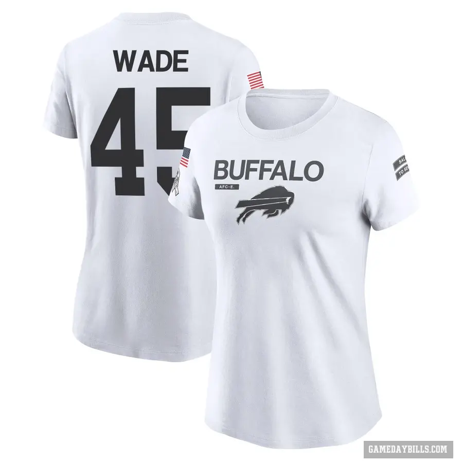 Women's ＃45 Christian Wade Buffalo Bills White 2024 Salute to Service Performance T-Shirt