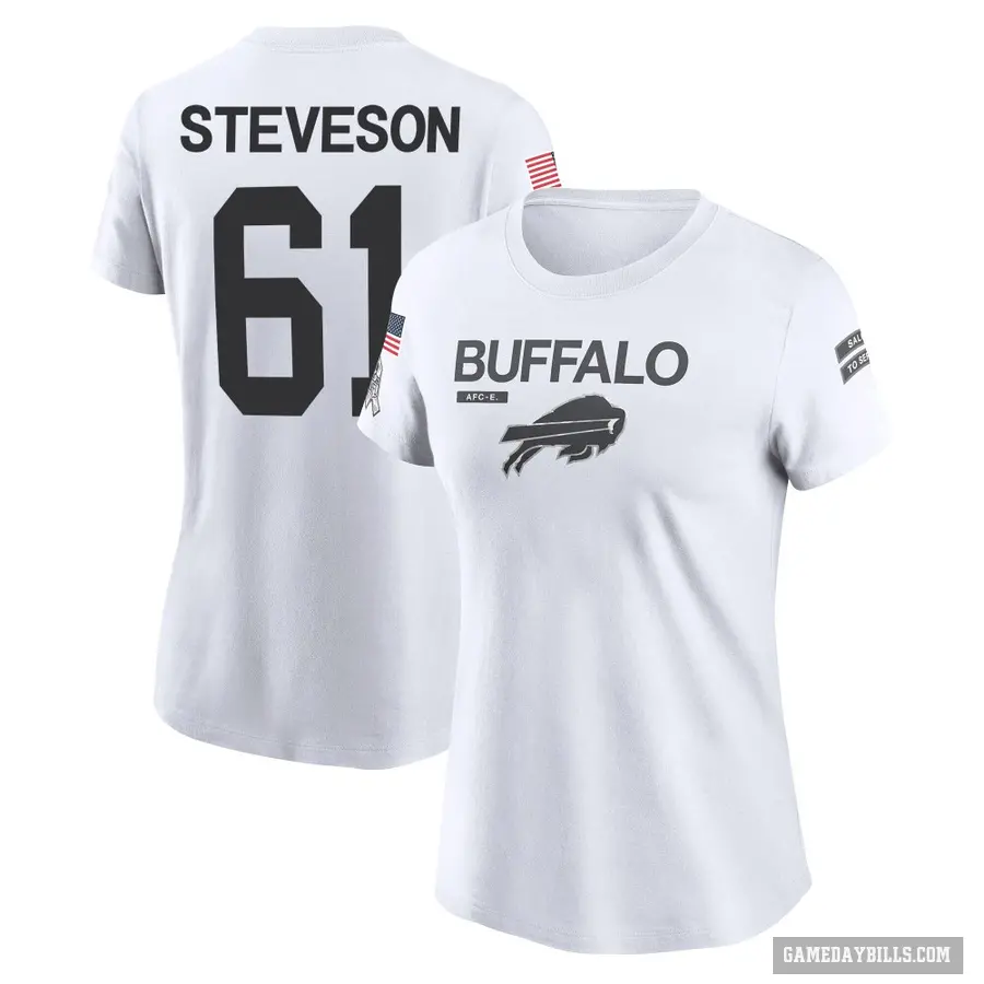 Women's ＃61 Gable Steveson Buffalo Bills White 2024 Salute to Service Performance T-Shirt