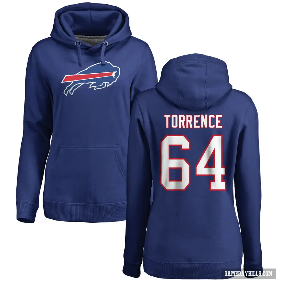Women's ＃64 O'Cyrus Torrence Buffalo Bills Royal Pro Line by Branded Name & Number Pullover Hoodie