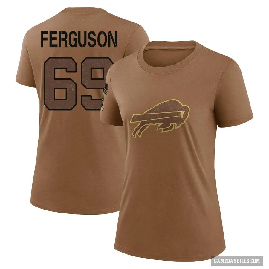 Women's ＃69 Reid Ferguson Buffalo Bills Brown 2023 Salute To Service Performance T-Shirt