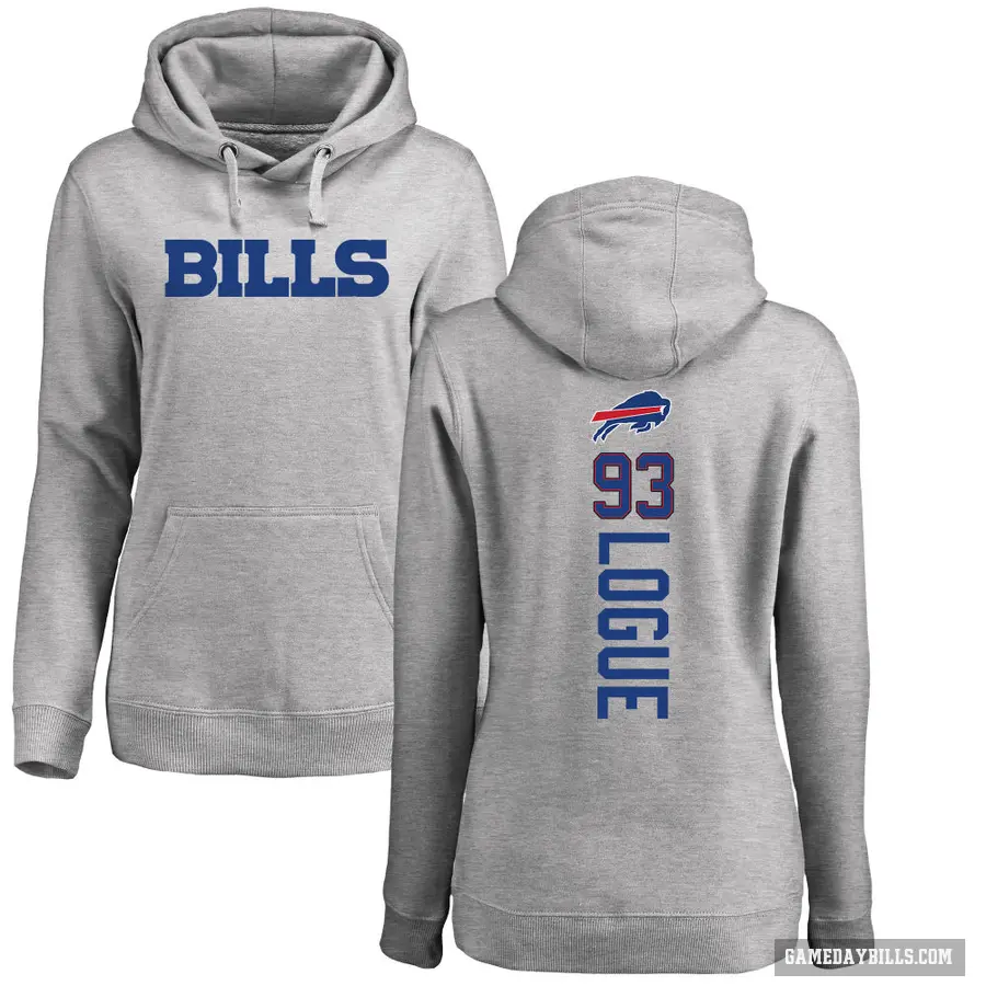 Women's ＃93 Zion Logue Buffalo Bills Pro Line Ash Backer Pullover Hoodie