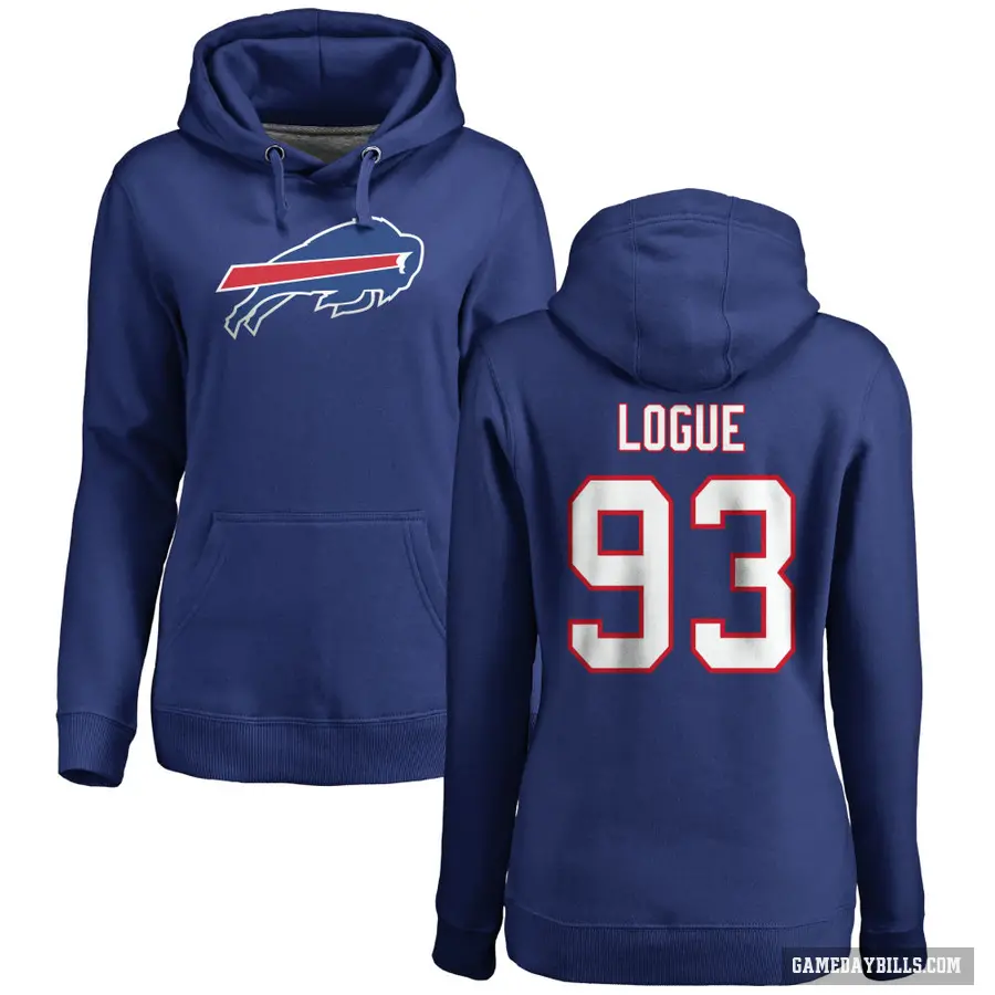 Women's ＃93 Zion Logue Buffalo Bills Royal Pro Line by Branded Name & Number Pullover Hoodie