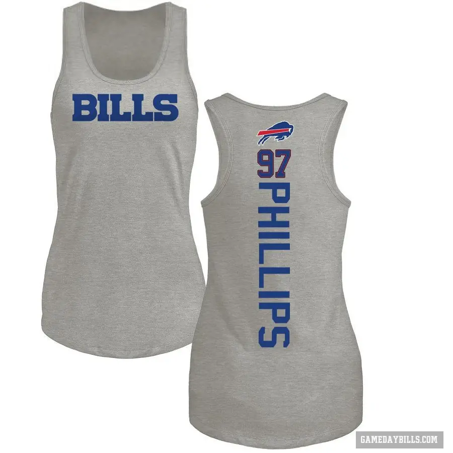 Women's ＃97 Jordan Phillips Buffalo Bills Ash Backer Tank Top