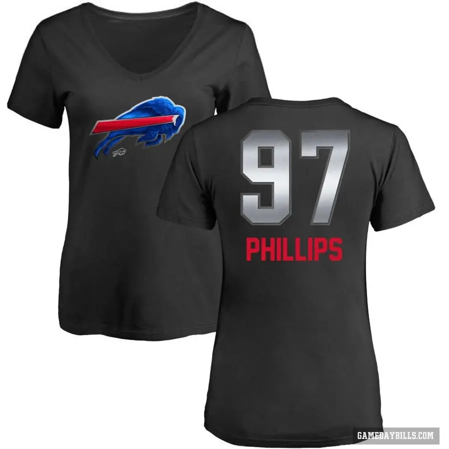 Women's ＃97 Jordan Phillips Buffalo Bills Black Midnight Mascot T-Shirt