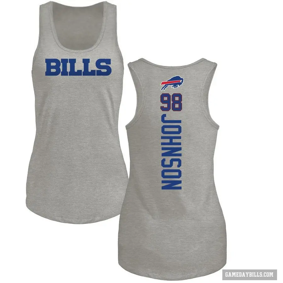 Women's ＃98 Austin Johnson Buffalo Bills Ash Backer Tank Top
