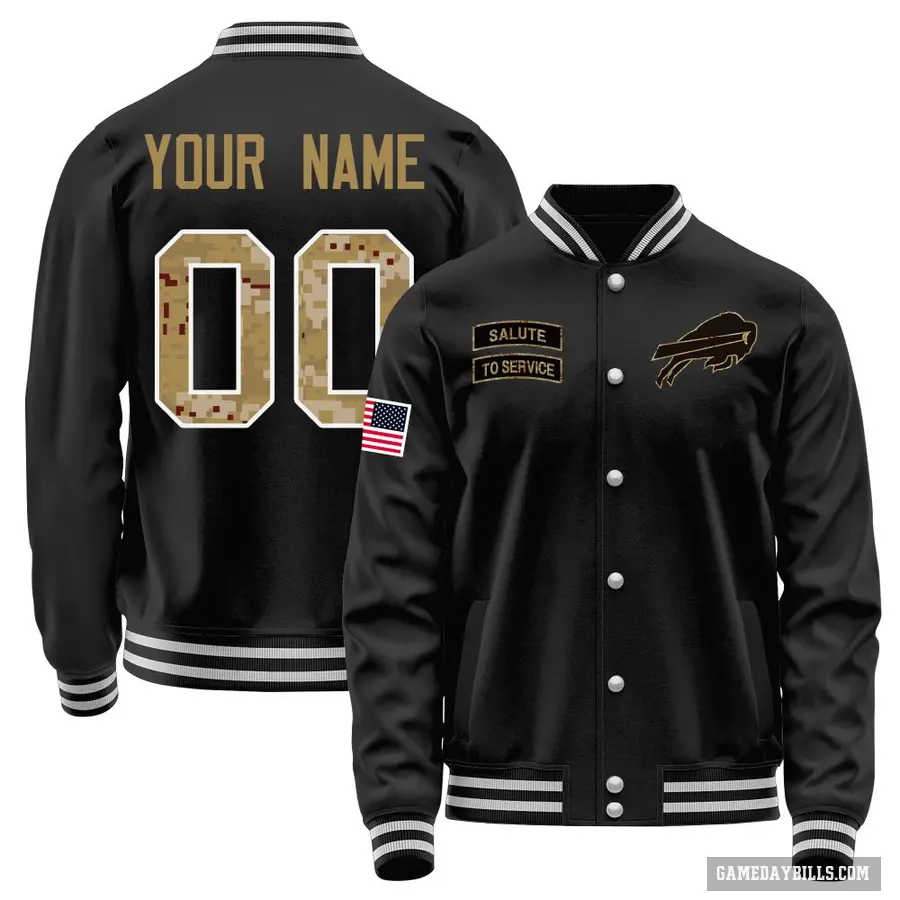 Youth ＃00 Custom Buffalo Bills Black Salute to Service Sideline Performance Jacket