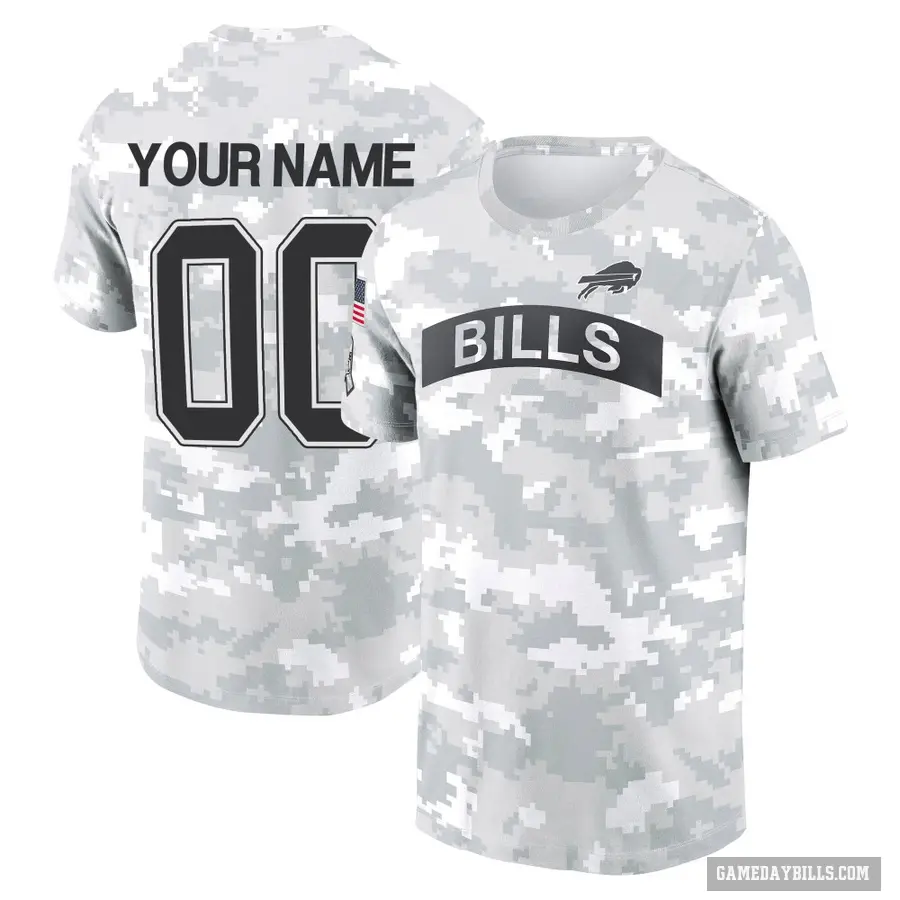 Youth ＃00 Custom Buffalo Bills Camo Arctic 2024 Salute to Service Performance T-Shirt