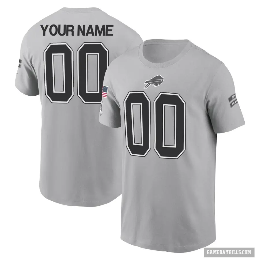 Youth ＃00 Custom Buffalo Bills Gray 2024 Salute to Service T-Shirt