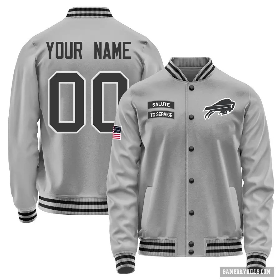 Youth ＃00 Custom Buffalo Bills Gray Salute to Service Performance Jacket