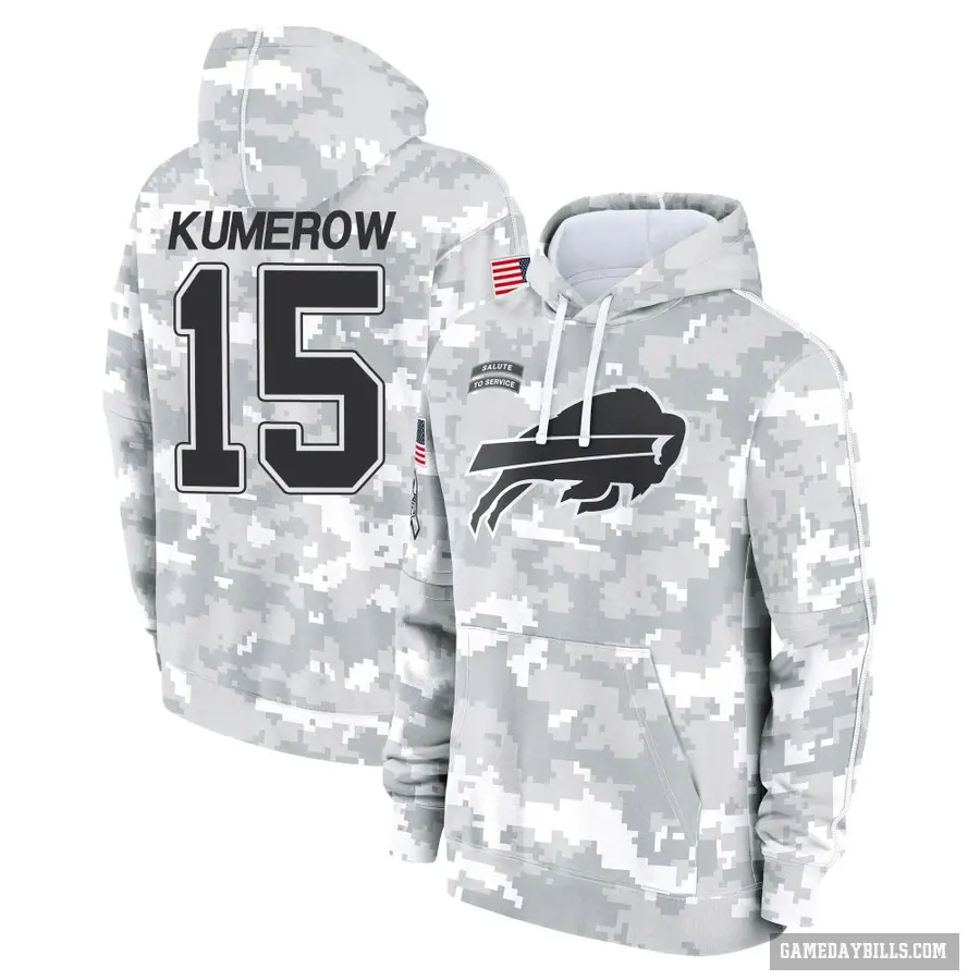 Youth ＃15 Jake Kumerow Buffalo Bills Arctic Camo 2024 Salute to Service Club Fleece Pullover Hoodie