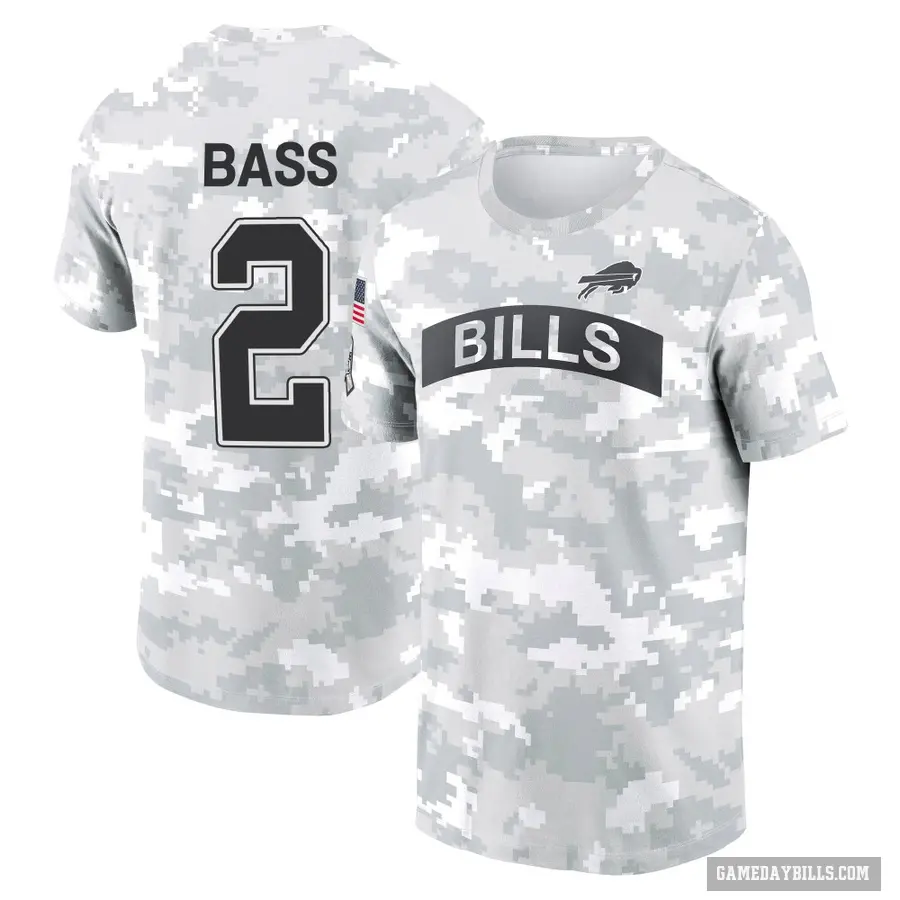 Youth ＃2 Tyler Bass Buffalo Bills Camo Arctic 2024 Salute to Service Performance T-Shirt