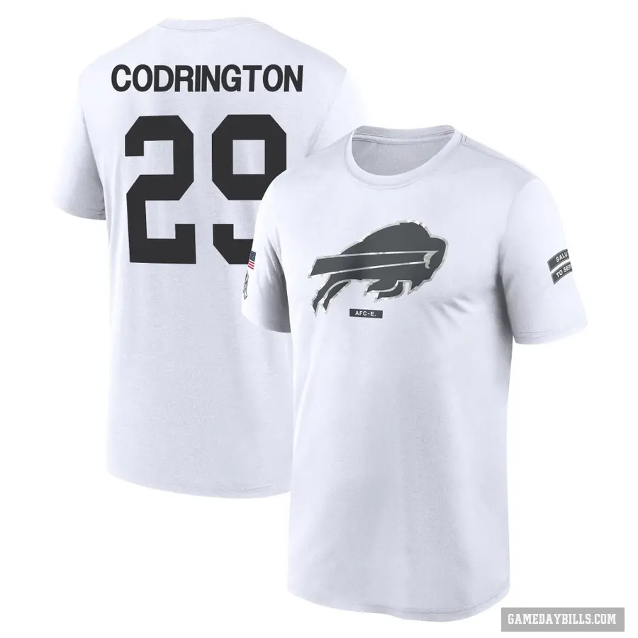 Youth ＃29 Brandon Codrington Buffalo Bills White 2024 Salute to Service Performance T-Shirt