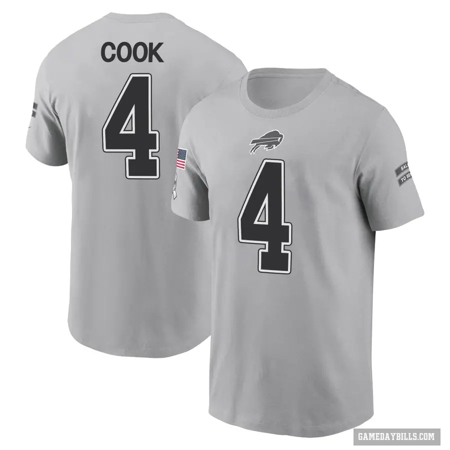Youth ＃4 James Cook Buffalo Bills Gray 2024 Salute to Service T-Shirt