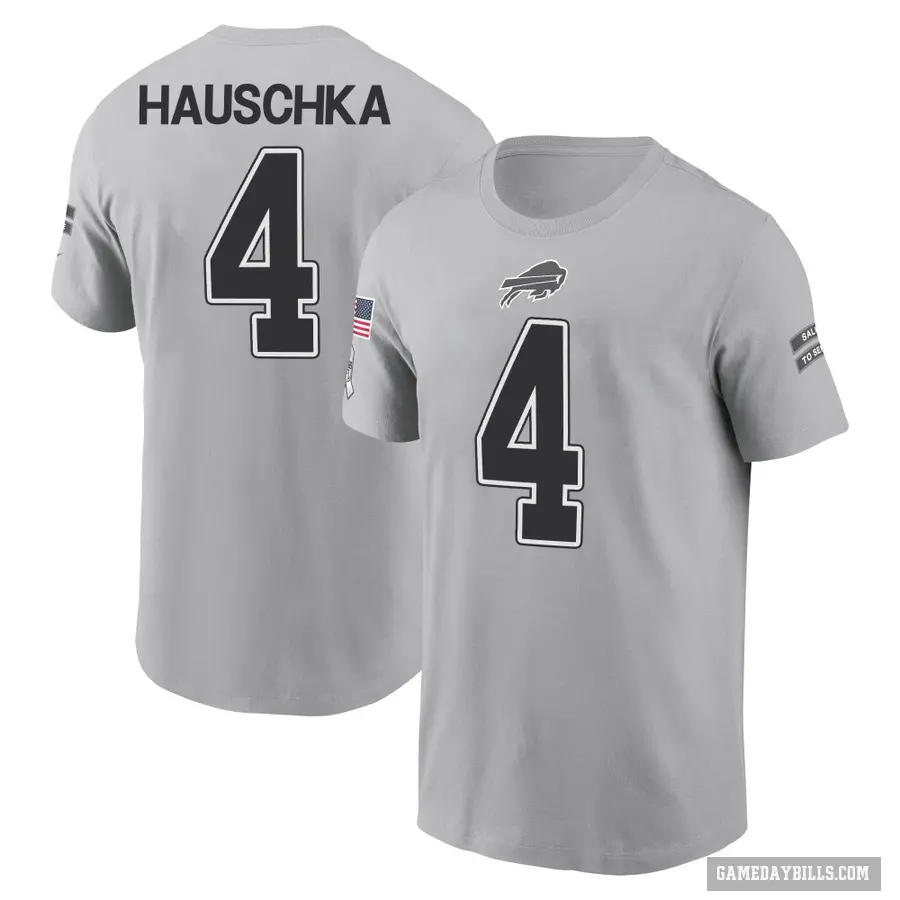 Youth ＃4 Stephen Hauschka Buffalo Bills Gray 2024 Salute to Service T-Shirt